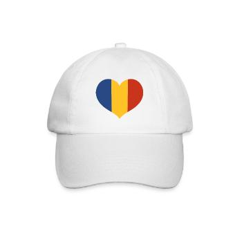 Rumänisches Flaggenherz - Baseballkappe - Weiß/Weiß - Vorne