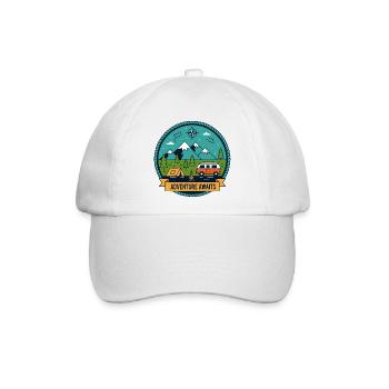 Abenteuer Camping Roadtrip Wildnis Badge - Baseballkappe - Weiß/Weiß - Vorne
