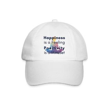 Happiness is a Feeling Positivity is a Mindset - Baseballkappe - Weiß/Weiß - Vorne