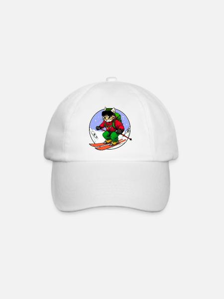 Skifahrer Katze Freeride - Baseballkappe - Weiß/Weiß