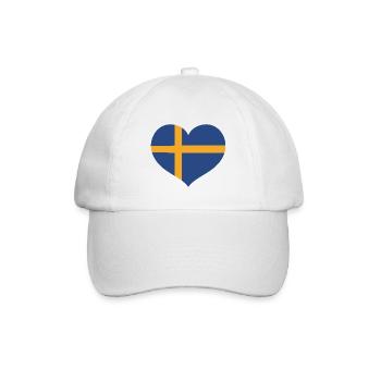 Schwedisches Flaggenherz - Baseballkappe - Weiß/Weiß - Vorne