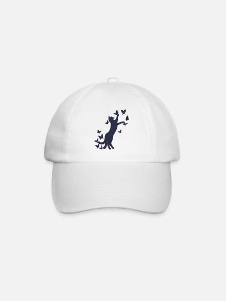 Nekomata Yokai Silhouette – Japanische Mythologie - Baseballkappe - Weiß/Weiß