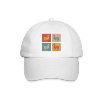 Lama Pop Art Retro - Baseballkappe - Weiß/Weiß - Vorne