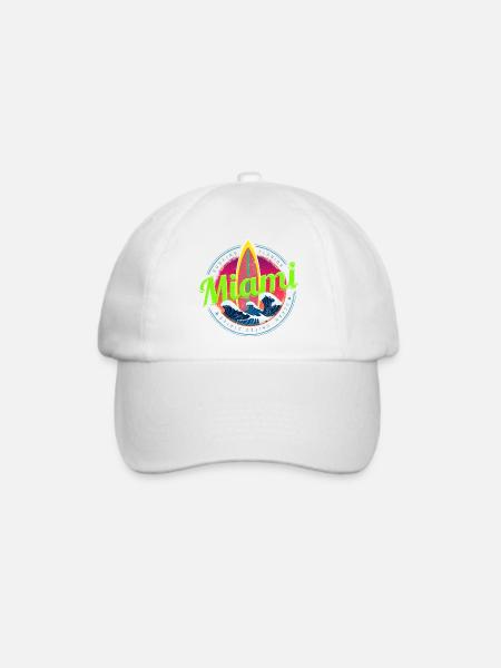 Miami Florida Surf Design Vintage Souvenir - Baseballkappe - Weiß/Weiß
