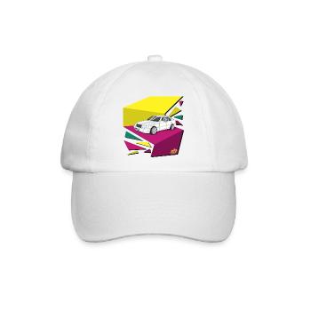Retro Auto Neonflächen 80‘s - Baseballkappe - Weiß/Weiß - Vorne