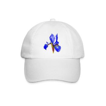 Blaue Iris Schwertlilie Neon Kontrast - Baseballkappe - Weiß/Weiß - Vorne