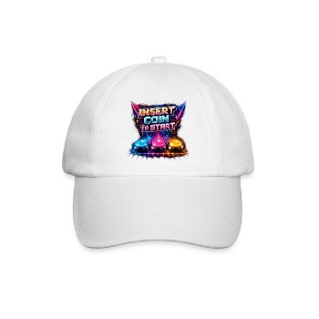 Retro Arcade Neon – Insert Coin - Baseballkappe - Weiß/Weiß - Vorne