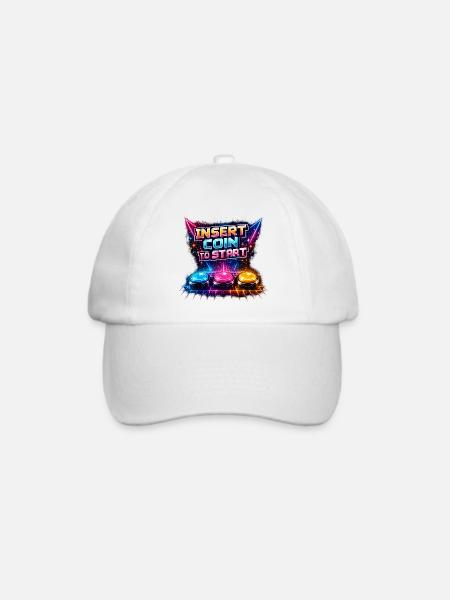 Retro Arcade Neon – Insert Coin - Baseballkappe - Weiß/Weiß