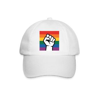 Antifa Fist – Antifaschistisches Merch - Baseballkappe - Weiß/Weiß - Vorne