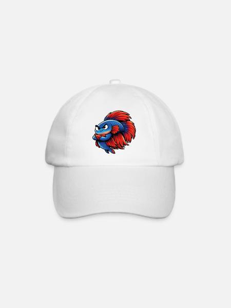 Blue Red Kampffisch - Baseballkappe - Weiß/Weiß
