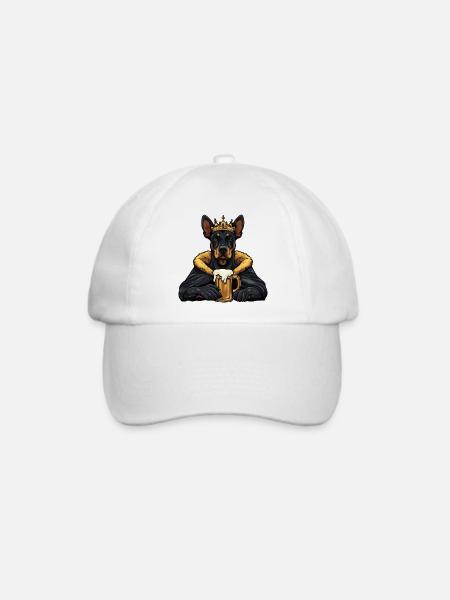 Dobermann Hund Bier König - Baseballkappe - Weiß/Weiß