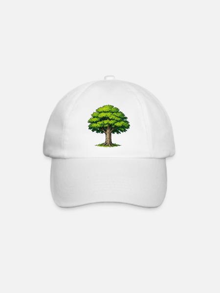 Baum mit üppigem Laub - Baseballkappe - Weiß/Weiß