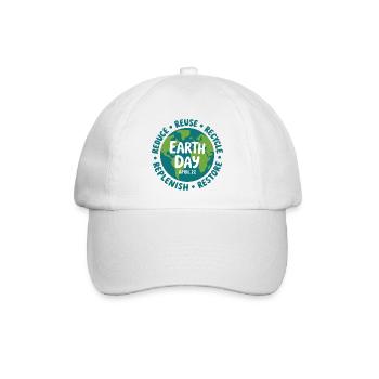 Earth Day Emblem: Reduzieren Sie Wiederverwendung und Recycling - Baseballkappe - Weiß/Weiß - Vorne