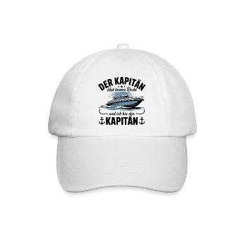 Kapitän Boot Bootsführerschein - Baseballkappe - Weiß/Weiß - Vorne