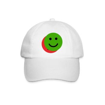 Überlappendes Gesicht Grün-Rot - Baseballkappe - Weiß/Weiß - Vorne