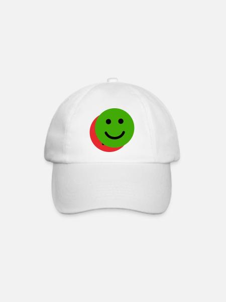 Überlappendes Gesicht Grün-Rot - Baseballkappe - Weiß/Weiß