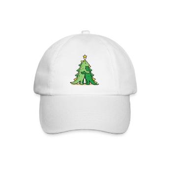 Kuscheldino unter dem Weihnachtsbaum - Baseballkappe - Weiß/Weiß - Vorne