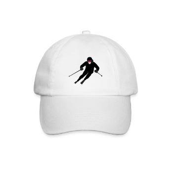 Dynamischer Skifahrer - Baseballkappe - Weiß/Weiß - Vorne