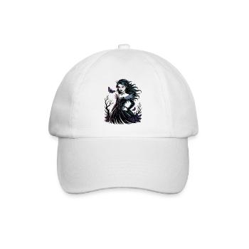 Dunkle Blüten Gothic Dame - Baseballkappe - Weiß/Weiß - Vorne
