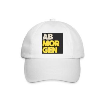 Ab Morgen Blockbuchstaben Gelb Beige - Baseballkappe - Weiß/Weiß - Vorne