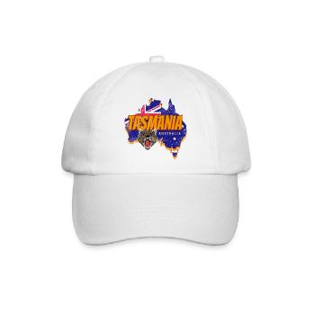 Tasmanien Australien Landkarte und Fahne Souvenir - Baseballkappe - Weiß/Weiß - Vorne