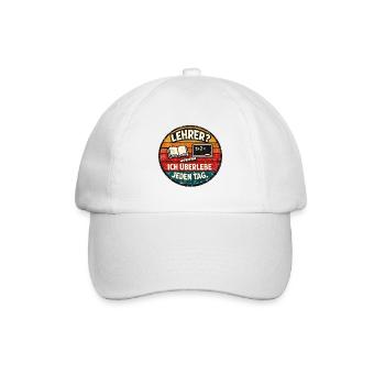 Lehrer Überleben Rundbadge - Baseballkappe - Weiß/Weiß - Vorne