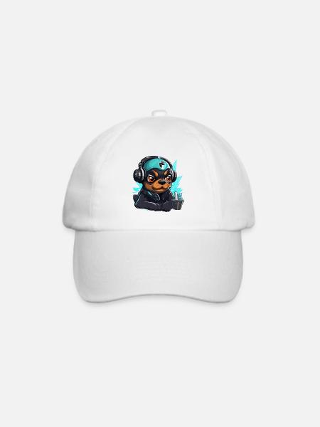 TechDog Neon Kopfhörer-Motiv - Baseballkappe - Weiß/Weiß