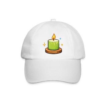 Grüne Kerze - Baseballkappe - Weiß/Weiß - Vorne