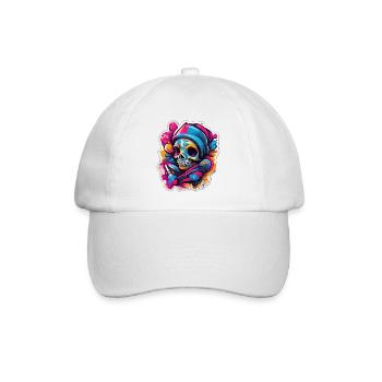 Farbenfroher Skull Street Kunstkarneval - Baseballkappe - Weiß/Weiß - Vorne