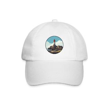Bretonischer Leuchtturm am Meer - Baseballkappe - Weiß/Weiß - Vorne