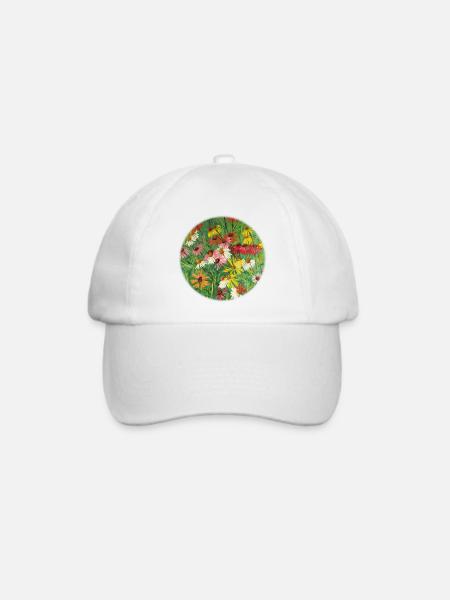 Bunte Echinacea-Wiesen-Malerei - Baseballkappe - Weiß/Weiß