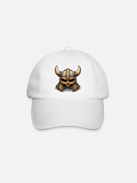 Vikinghelm mit Hörnern Goldbraun - Baseballkappe - Weiß/Weiß