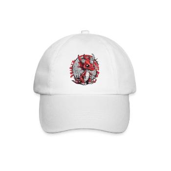 Roter Drachen Karikatur-Print - Baseballkappe - Weiß/Weiß - Vorne