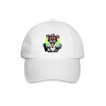 Gamer Koala mit Headset - Baseballkappe - Weiß/Weiß - Vorne