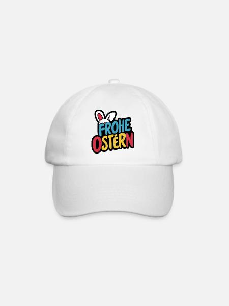 Frohe Ostern Hase - Baseballkappe - Weiß/Weiß