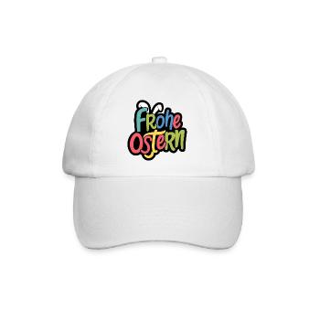 Frohe Ostern Bunny Typo Farbspiel - Baseballkappe - Weiß/Weiß - Vorne