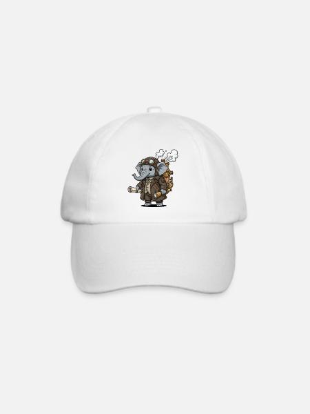 Elephant Explorer Steampunk Steampunk Retro - Baseballkappe - Weiß/Weiß