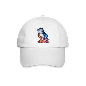 Galaxie Katze Neon – Cosmic Space Cat - Baseballkappe - Weiß/Weiß - Vorne