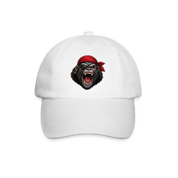 Pirat Gorilla mit Augenklappe - Baseballkappe - Weiß/Weiß - Vorne