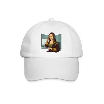 Mona Lisa Büro genervt Humor - Baseballkappe - Weiß/Weiß - Vorne