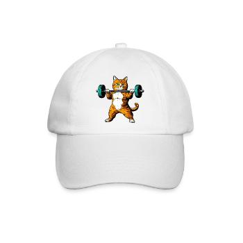 Katzen Fitness - Baseballkappe - Weiß/Weiß - Vorne