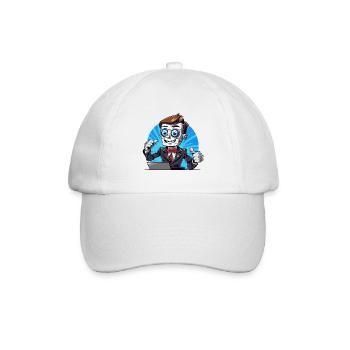 Roboter-Streamer im Anzug - Baseballkappe - Weiß/Weiß - Vorne