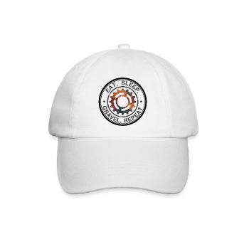 Eat Sleep Gravel Repeat Vintage Gear Abzeichen - Baseballkappe - Weiß/Weiß - Vorne