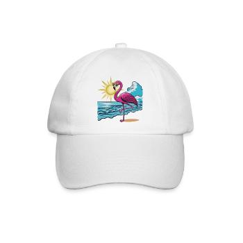 Flamingo am Strand Sommerstimmung - Baseballkappe - Weiß/Weiß - Vorne