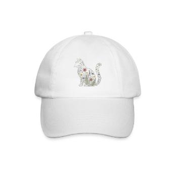 Floral Cat Silhouette Cat Mom Plant Mom V - Baseballkappe - Weiß/Weiß - Vorne