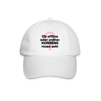 OB OFFLINE ODER ONLINE: KONSENS! ♀ FEMALE POWER - Baseballkappe - Weiß/Weiß - Vorne