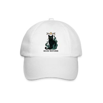 Mondwächter Katzenbild - Baseballkappe - Weiß/Weiß - Vorne
