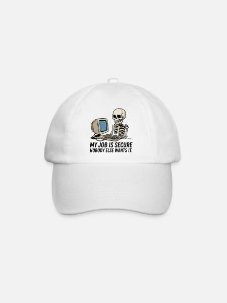 Skelett am PC IT-Arbeitssicherheit - Baseballkappe - Weiß/Weiß