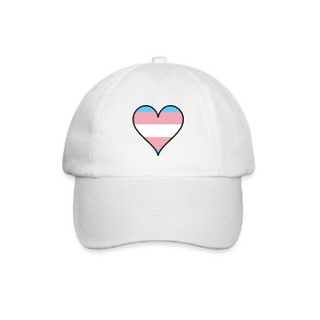 Trans Pride Herz - Baseballkappe - Weiß/Weiß - Vorne
