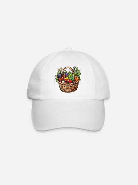 Bio-Gemüsegartenkorb - Baseballkappe - Weiß/Weiß
